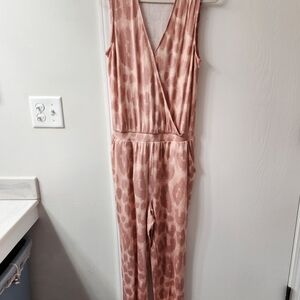 LounGy by  Giulina Pink Animal Jumpsuit